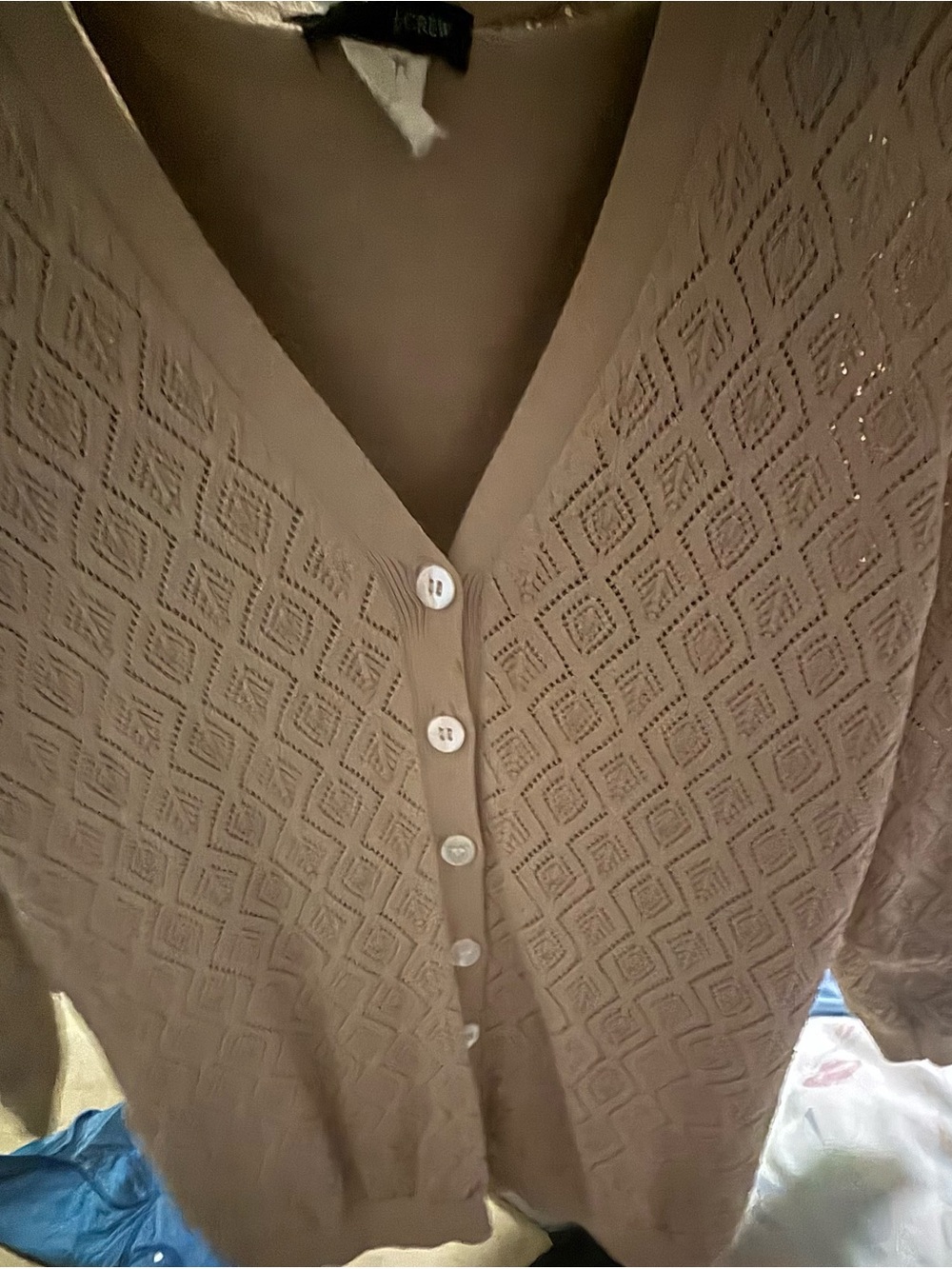 J. Crew Taupe Diamond Knit V‑Neck Sweater Set